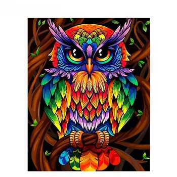 

SELILALI Colorful Owl Painting By Number Animal Oil Paints HandPainted Wall Art Picture For Adult Kids Surprise Gift Home Decor