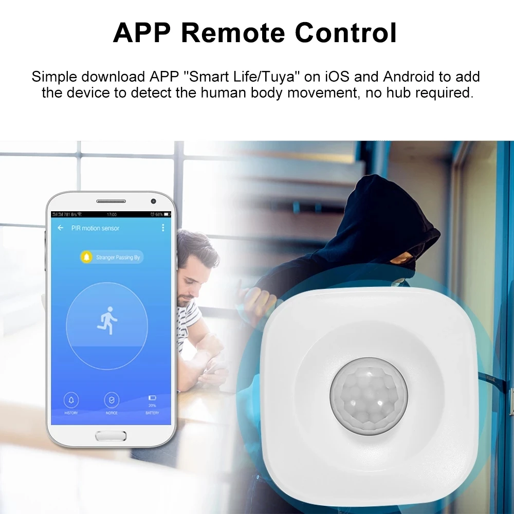 PIR Motion Sensor Tuya ZigBee/WiFi PIR Motion Sensor Wireless Infrared Detector Security Burglar Alarm Sensor Smart life APP Control Compatible
