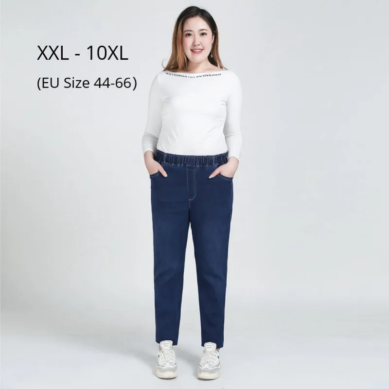 

Plus Size 10XL 9XL 8XL Womens Jeans Elastic High Waist Casual Trousers Female Slim Pencil Denim Pants Pantalones Jeans De Mujer
