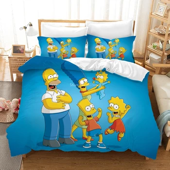 

Home Textile Cartoon Anime The Simpsons King Size Bedding Set Bed Linens Comforter Bedding Sets Duvet Cover Set with Pillowcases