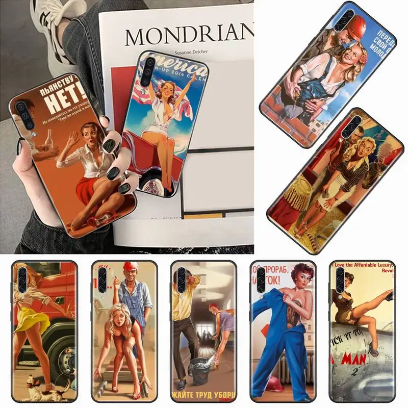 

WW2 Sexy Pin up Girl Vintege Phone Case For Samsung galaxy S 7 8 9 10 20 edge A 6 10 20 30 50 51 70 note 10 plus