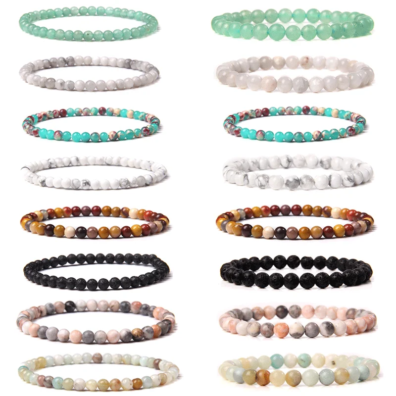 

4/6 MM Stone Beads Bracelets Men Gray Labradorite Yellow Aventurine Natural Healing Energy Mineral Jewelry Women Vintage Pulsera