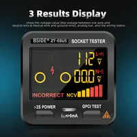 BSIDE. Socket Tester Smart Voltage Detector Outlet Checker RCD GFCI Test NCV Live Neuter wire Test EU US UK Plug Meter 2
