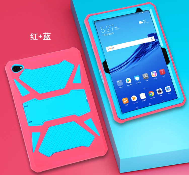 Pink silicon blue PC Детский чехол для huawei MediaPad M5 Lite 10 BAH2-W19 BAH2-L09 BAH2-W09 10," Heavy Duty Броня из поликарбоната и силикона с откидной крышкой принципиально+ защитная пленка - Цвет: Pink silicon blue PC
