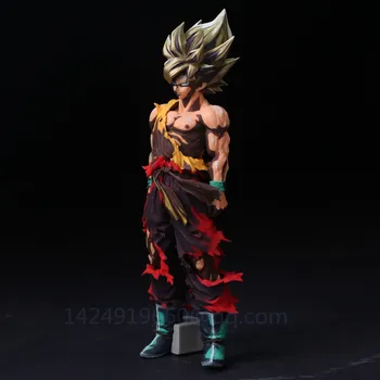 

Dragon Ball Super Saiyan Son Goku Kakarotto Battle Damaged Edition Animation Cartoon PVC Action Model Collectible Toy 33CM G216