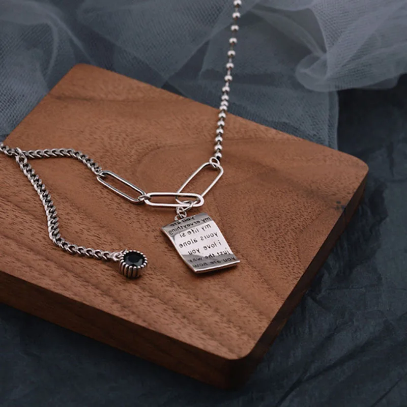 Mewanry 925 Sterling Silver Sweater Necklace for Women Vintage Party Black Zircon Square Brand Jewelry Birthday Gifts Wholesale - Image 6