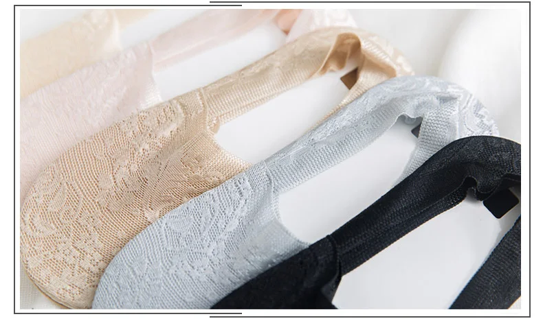 CXZD 2 Pairs Fashion Women Girls Summer Socks Style Lace Flower Short Sock Antiskid Invisible Ankle Socks 2019 (22)