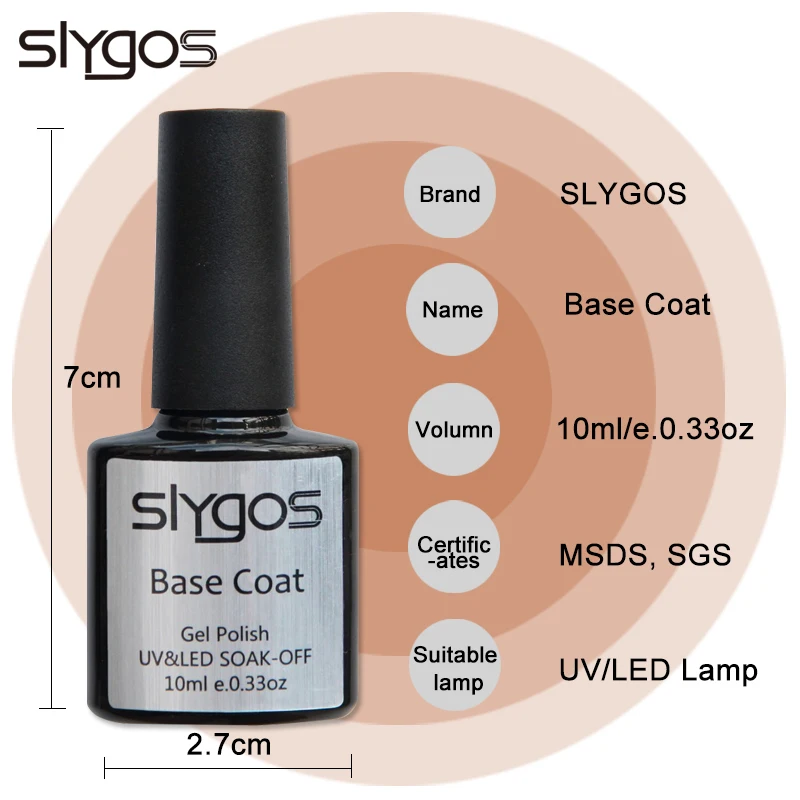 SLYGOS Top& Base Coat Гель-лак для ногтей 2 шт. Top It Off+ Базовое покрытие гель для нанесения основания Набор лаков для ногтей 10 мл УФ-грунтовка для ногтей