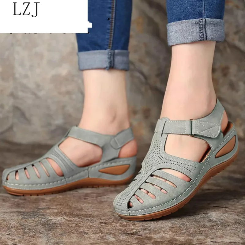 

Woman Summer Vintage Sandals Buckle Casual Sewing Women Shoes Solid Female Shoes Ladies Platform Shoes Plus