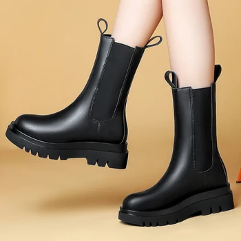 

Fashion Boots Women Autumn/Winter Ankle Boots Short Martins Boots Women Shoes Genuine Leather Thick bottom Women Shoes 2-9758