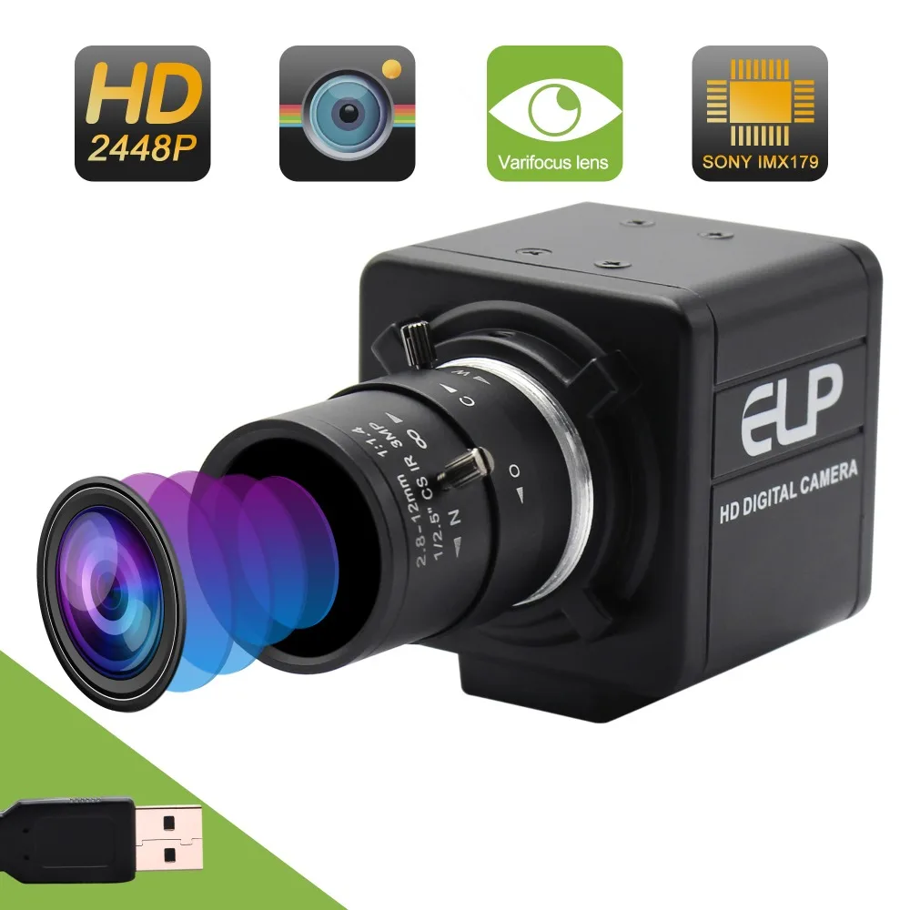 8MP 3264X2448 USB камера машинное видение веб-камера sony IMX179 2,8-12 мм варифокальный объектив CS коробка наблюдения промышленная камера с интерфейсом USB