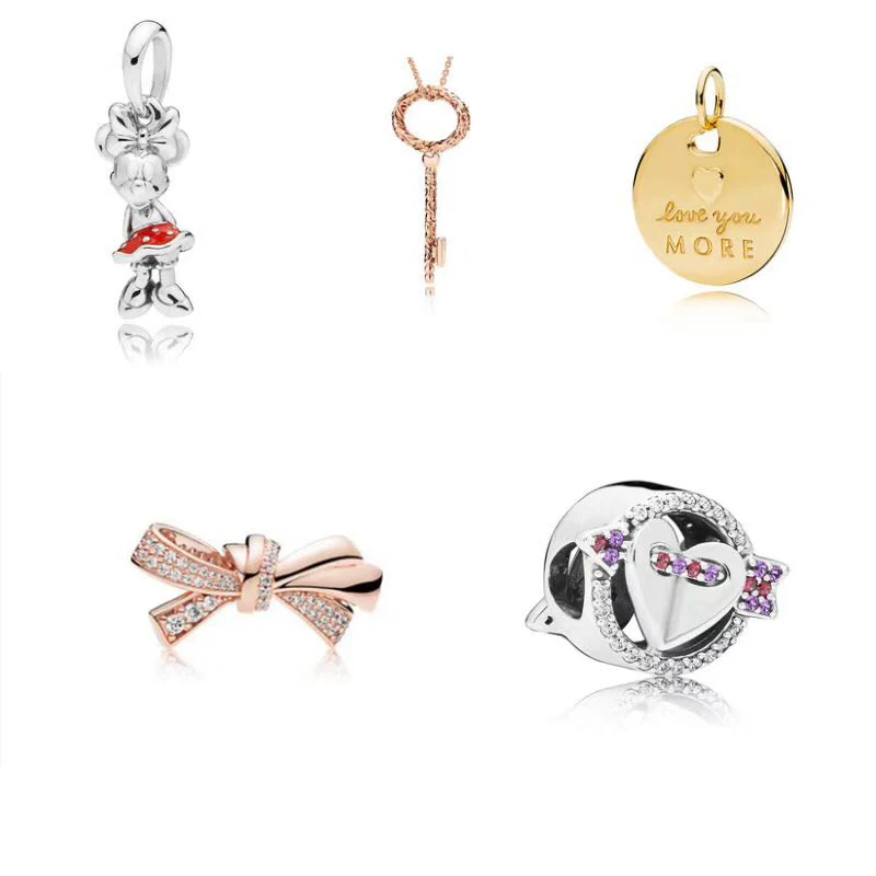 

2019 NEW 100% 925 Sterling Silver Charm Valentine's Day Suitable For Women Original Gold Bead Pendant Jewelry Gift Free Shipping