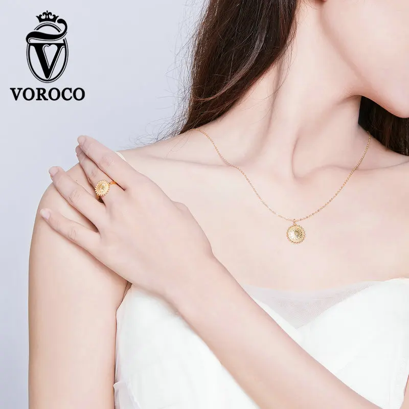 Voroco настоящий 925 пробы, Серебряная Золотая цепочка, ожерелье, Ретро стиль, Роскошная подвеска, ожерелье для женщин, хорошее ювелирное изделие BKN353