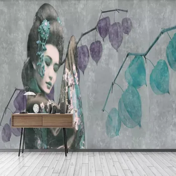 

Milofi manufacturers custom 3D hand-painted Japanese-style cement wall ladies graphic wallpaper murals