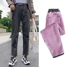 GUUZYUVIZ повседневные джинсы женские плюс бархатные джинсовые штаны женские зимние джинсы с завышенной талией Femme плюс размер винтажные vaqueeros Mujer