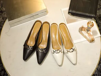 

Summer new pointed half-drag retro women's shoes fine heel high-heeled sandals 3CM/5CM