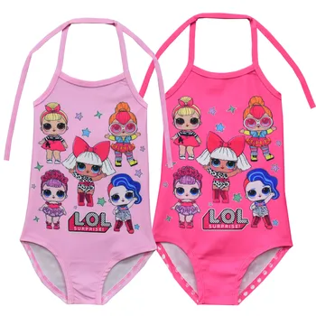 Małe dziewczynki LOL strój kąpielowy dla dzieci One Piece stroje kąpielowe Cartoon Bikini Rainbow odzież plażowa dla dzieci strój kąpielowy dla dzieci sukienka dziewczyna tanie i dobre opinie L O L SURPRISE! CN (pochodzenie) Kobiet 3-6y 7-12y 12 + y COTTON POLIESTER baby Dobrze pasuje do rozmiaru wybierz swój normalny rozmiar