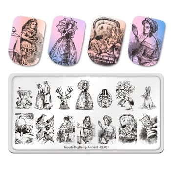 

BAUTYBIGBANG 1Pcs Nail Art Stamping Plate Nail Template Rectangle Image Plate Print Stencils Nail Art Tool