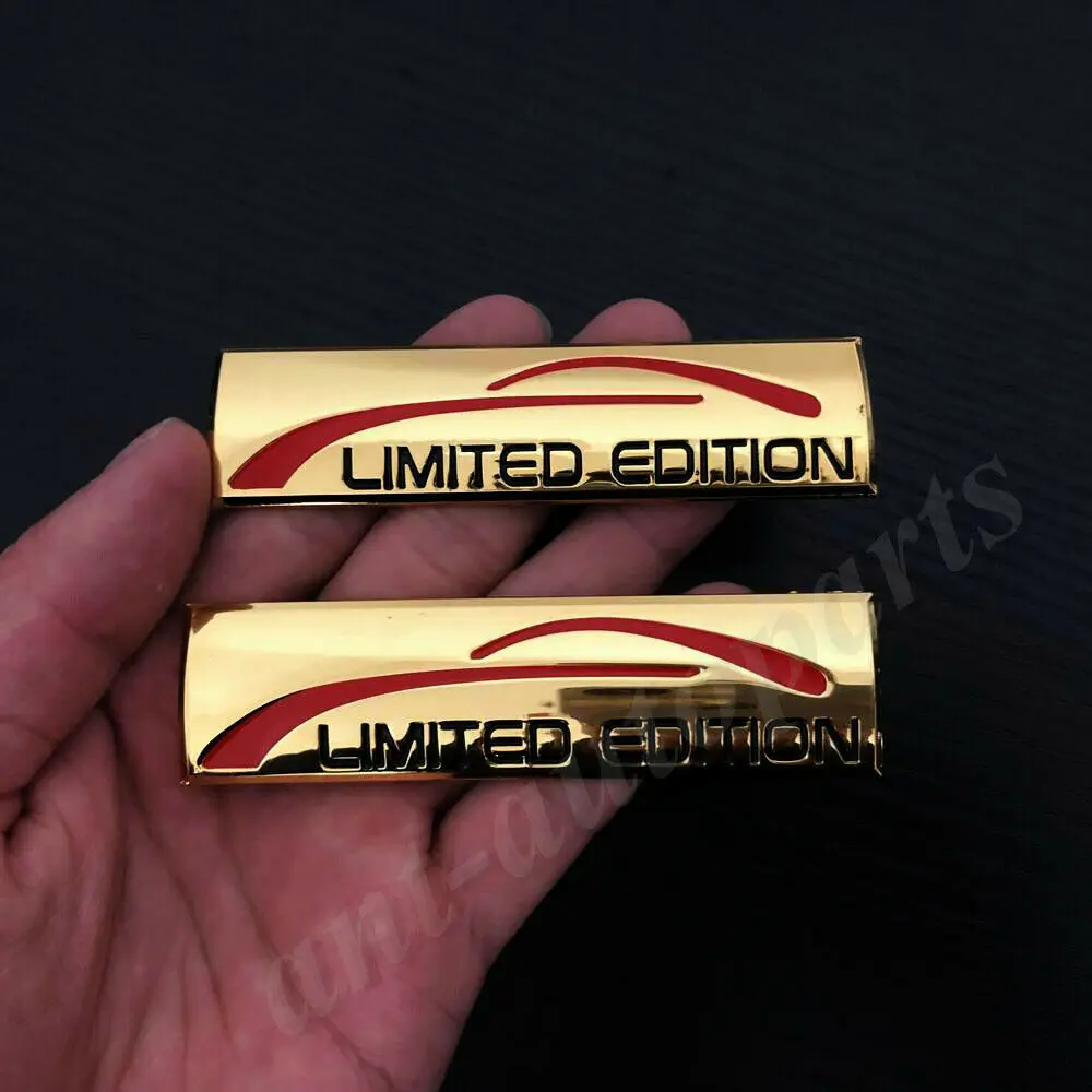 

2pcs Metal Golden Limited Edition Car Trunk Fender Emblem Badge Sticker Sport