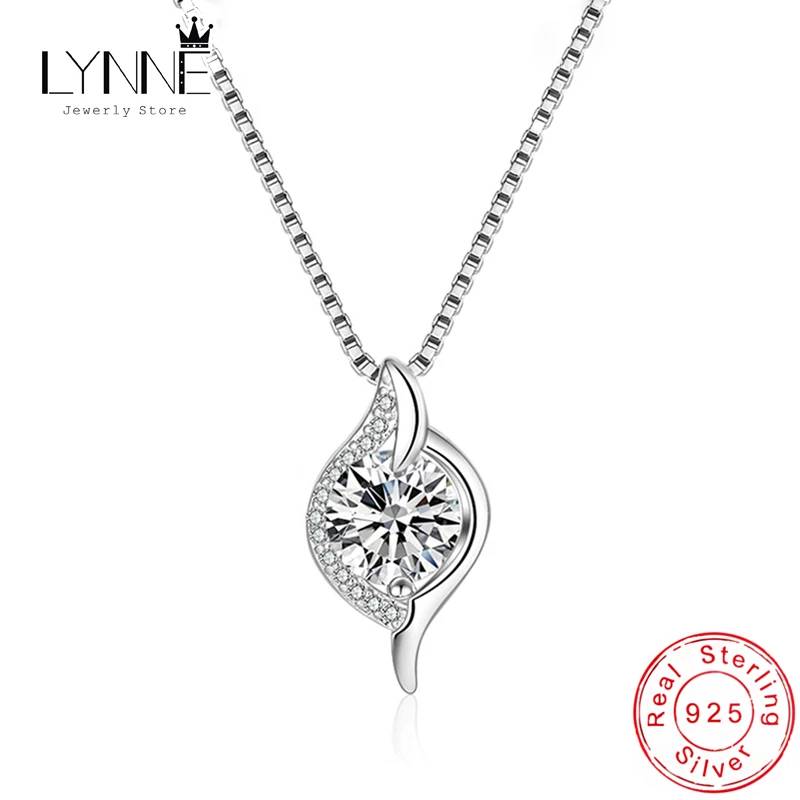 

New 925 Sterling Silver Eye Design Rhinestone Pendant Necklace Elegant CZ Water Drop Collarbone Chain Women Fashion Jewelry Gift