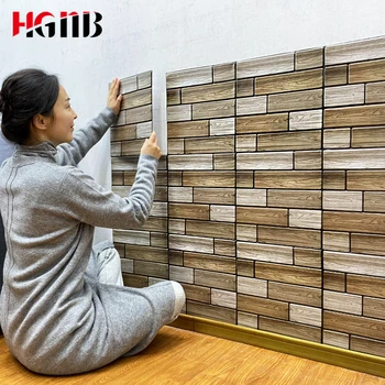 

DIY Brick Stone 3D Wallpaper Self-Adhesive Home Decor PVC Wood Grain Wall Stickers Kitchen Bathroom Contact Paper Art Mural