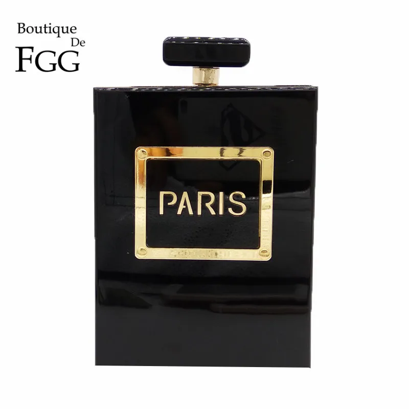 

Женский клатч из акрила Boutique De FGG, черная вечерняя сумочка через плечо в форме флакона парфюма, кошелек