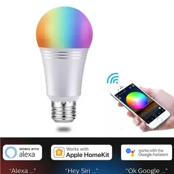 4Pcs Wifi Slimme Lamp E27 Led Rgb Lamp Afstandsbediening + Voice Control Indoor Home Decor Lamp Werk met Alexa/Google Thuis