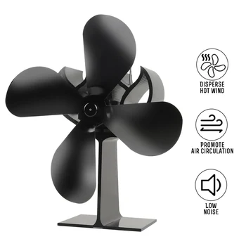 

Creative Home Fireplace Fan 4 Blade Heat Powered Stove Fan Eco Friendly Quiet Heat Distribution Fuel Saving DA