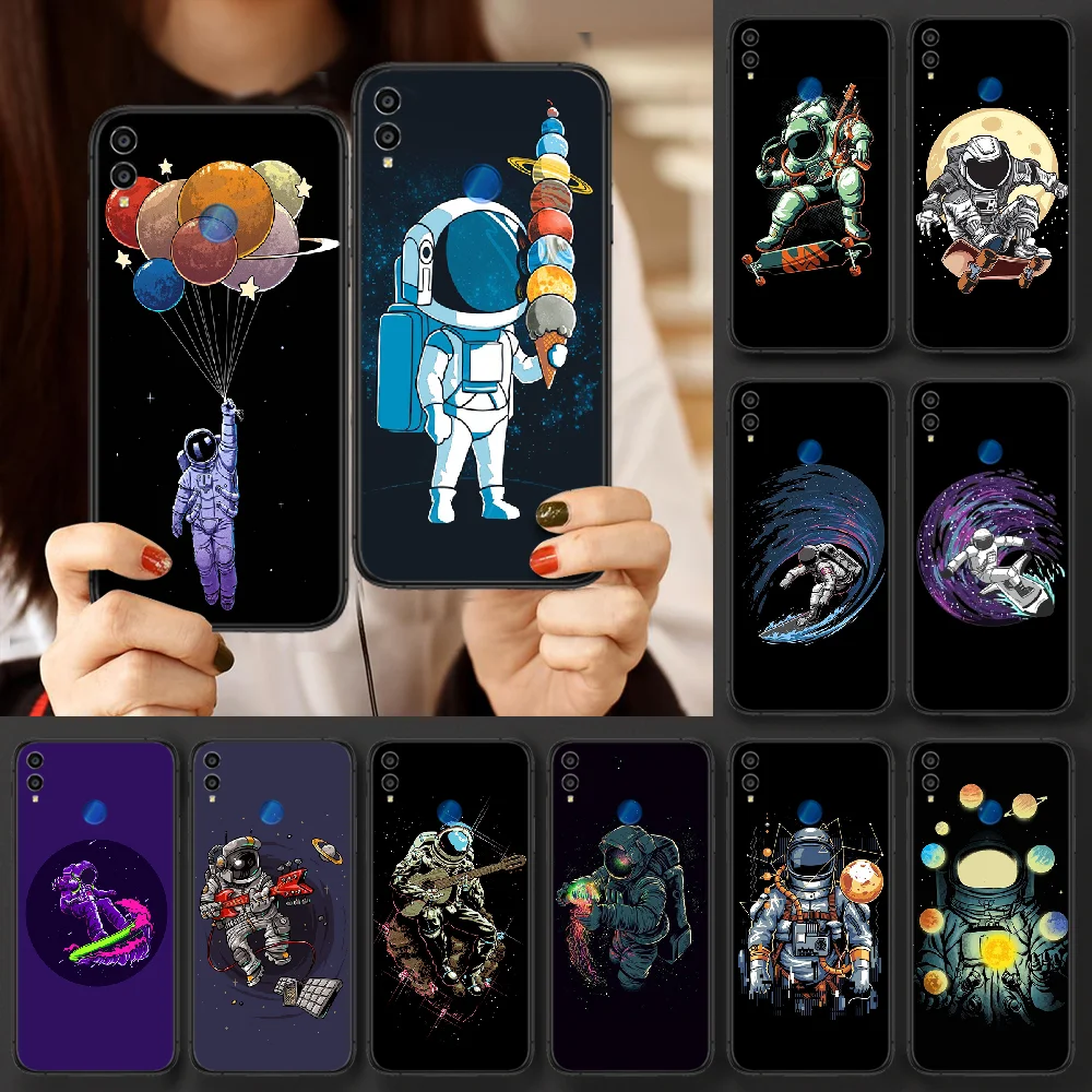 Astronaut Space Skateboard Surfing Phone case For Huawei Honor 6A 7A 7C 8 8A 8X 9 9X 10 10i 20 Lite Pro Play black cell cover | Мобильные