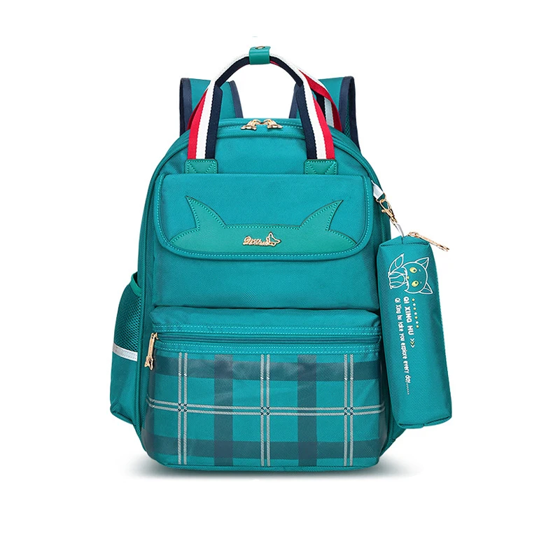 green large Детский Рюкзак Mochila hombre, школьный рюкзак для мальчиков, Большой Вместительный ортопедический ранец, детские школьные сумки, школьный ранец для девочек - Color: green large