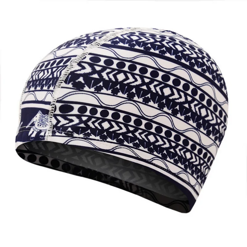 Sfit Fashion Elastic Waterproof PU Fabric Protect Ears Long Hair Sports Swim Pool Hat Swimming Cap Size For Men & Women Adults