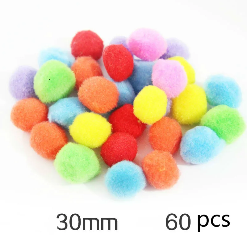 DIY Craft Supplies Soft Plush Ball Fluffy Pom Poms for Kids Crafts Toy For Children Fantanstic Handmade Arts Wholesale - Цвет: 30mm 60pcs