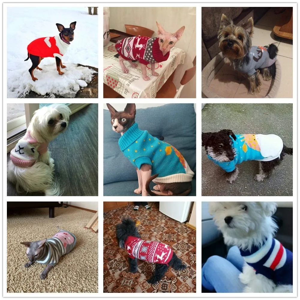 Зимняя одежда для собак с героями мультфильмов, теплый Рождественский свитер для маленьких собак, верхняя одежда для питомца, вязаная крючком ткань, трикотаж Perro