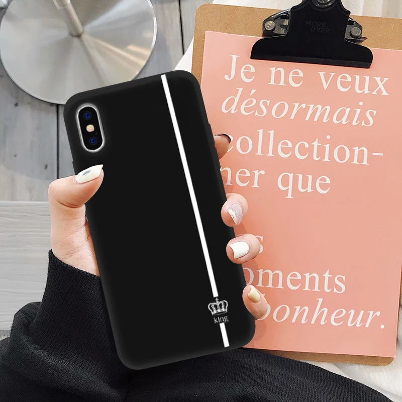 Чехол UBERAY King queen для влюбленных пар iPhone X XS MAX X XR 11 Pro 7 8 6 6s Plus черный белый Силиконовый мягкий чехол для телефона