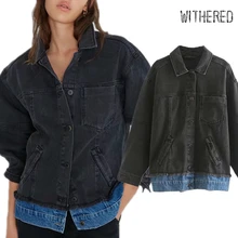 Увядшая зимняя джинсовая куртка женская уличная промытая винтажная оверсайз бойфренд Лоскутная casaco feminino jaqueta feminina Топы