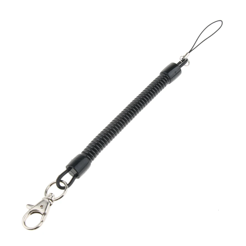 25cm Rubber Spiral Key Chain Retractable Clip On Stretchy Elastic Coil Spring Keyring For Outdoor Camping Hiking