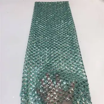 

Latest African Lace Fabric 2020 High Quality African French Net Laces With Sequins Embroidery Tulle Lace For Wedding KJL9733