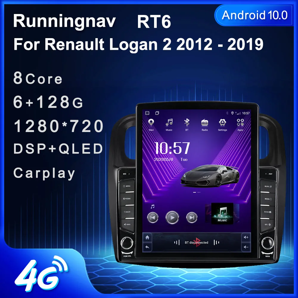 Runningnav для Renault Logan 2 2012-2019 Sandero 2014-2019 Tesla Type Android автомобильное радио мультимедийный