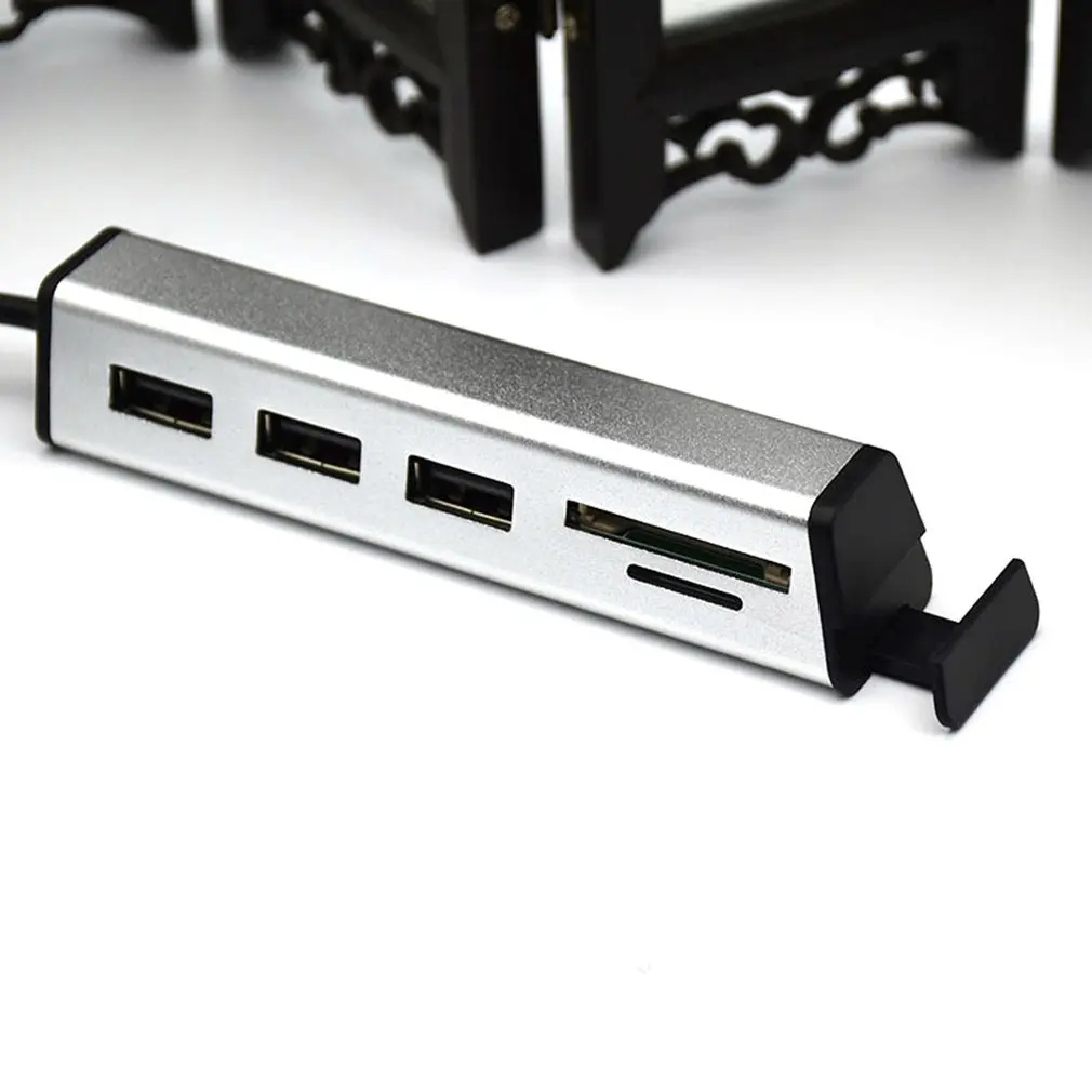 USB 2,0 концентратор Алюминиевый мульти-в-одном кард-ридер концентратор с подставкой для мобильного телефона
