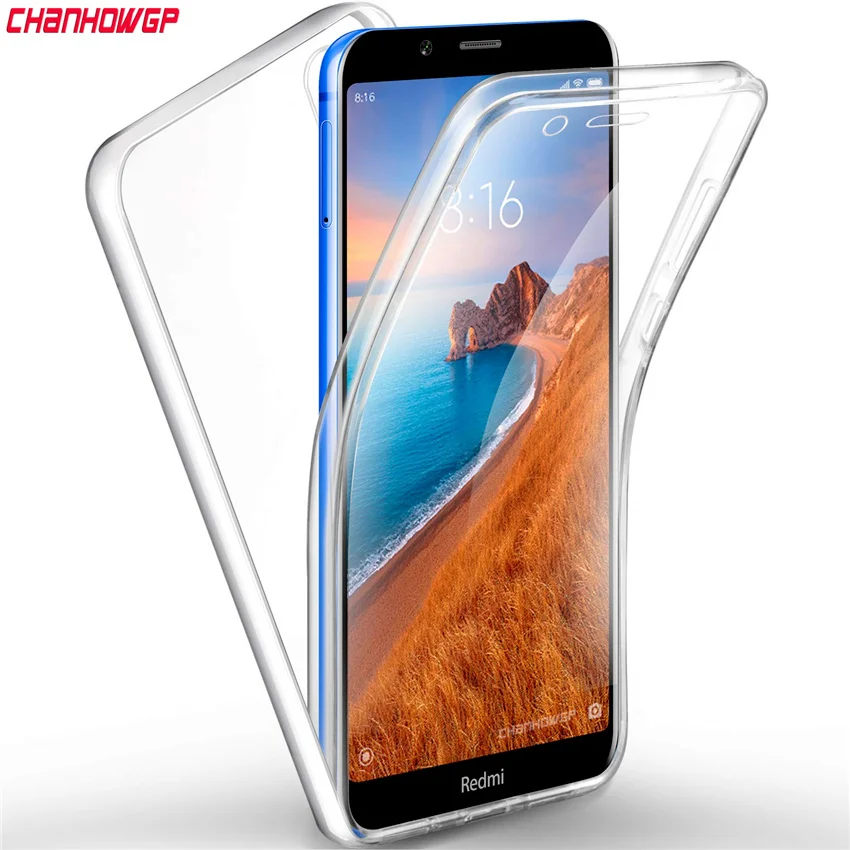 

360 Degree Protection Case For Xiaomi Redmi 7A Redmi 7 Clear Cover Case On Redmi Note 7 Pro 2 in 1 Hard PC Back Soft TPU Front