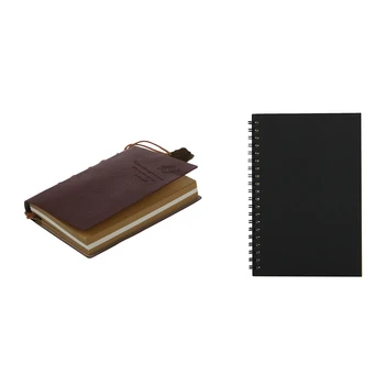 

1 Pcs 14CmX10CmX2Cm Delicate Cool Diary Notebook & 1 Pcs 12 X 18Cm Coil Sketch Sketchbooks Blank Notebook
