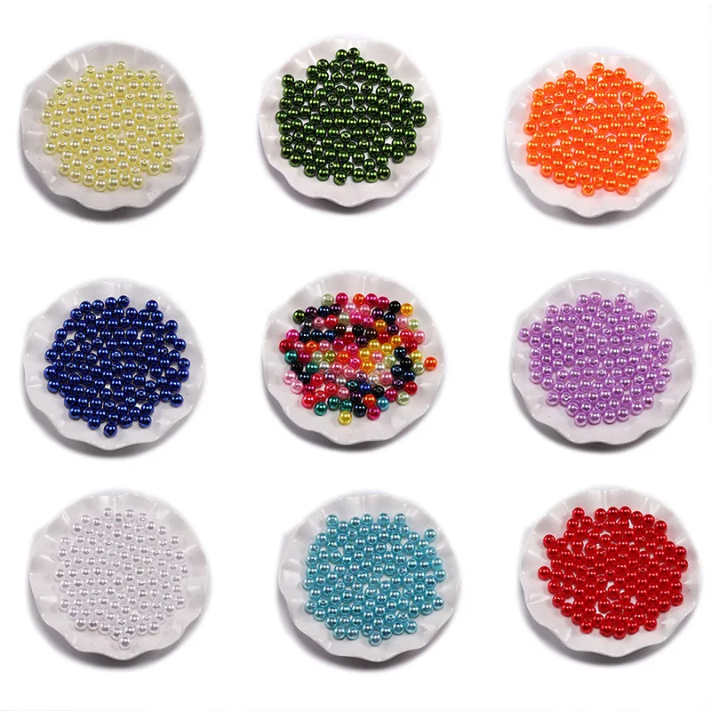 50-400pcs/pack Multi Option 3/4/5/6/8mm Round Imitation Color Plastic Straight hole Pearl Beads DIY for Jewelry Making Accessory | Украшения