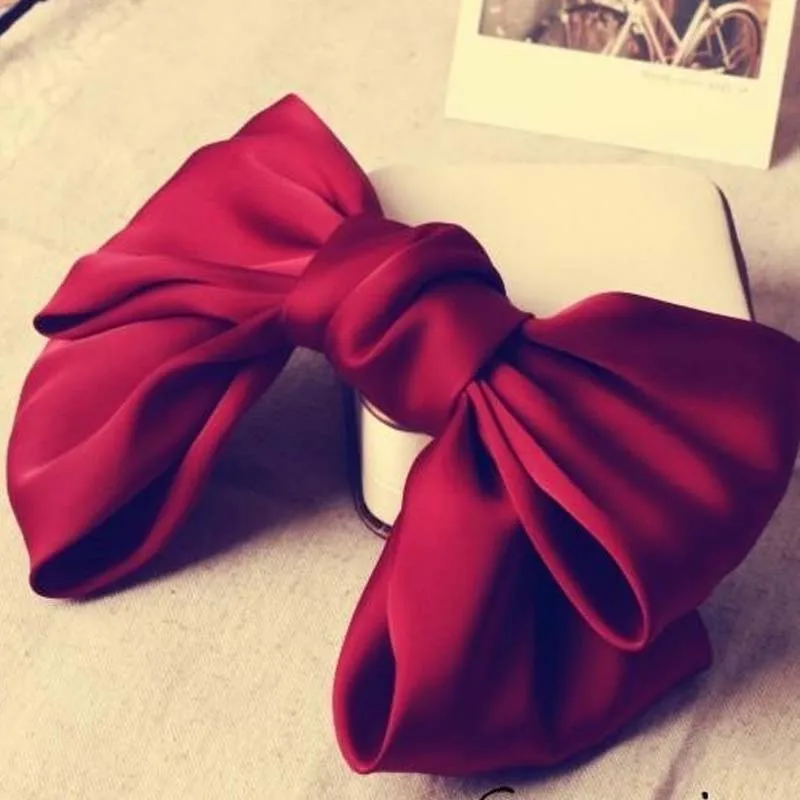 Fashion Solid Color Big Bow Hairpins Girls Lovely Popular Hair Clips For Women Hair Accessories Gift Red/Bule/Green/Black/Pink