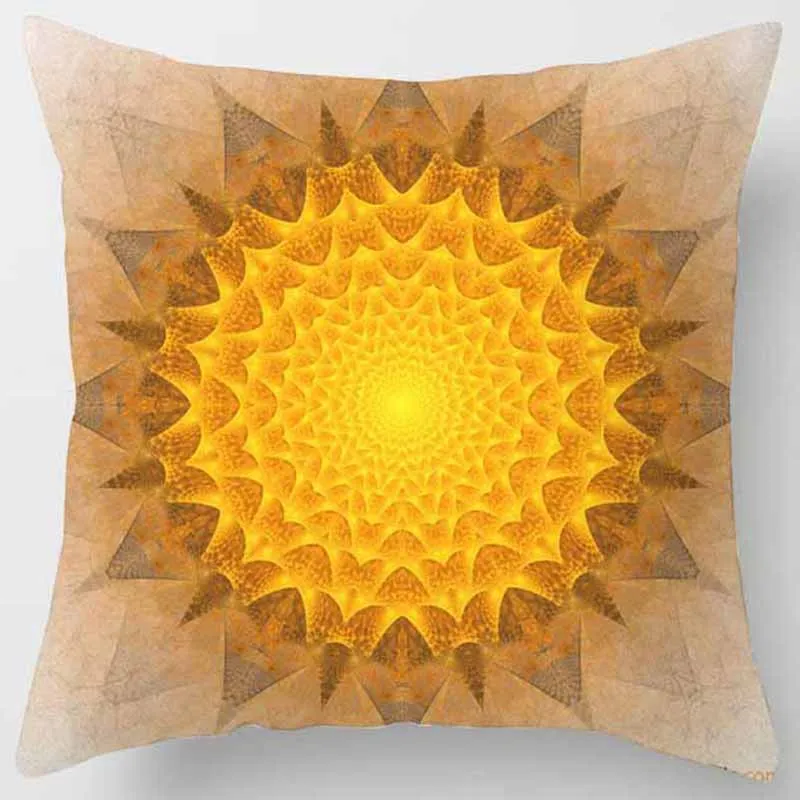 Copricuscino Quadrato 66x66 Cm In Cotone Con Motivo Mandala E Pompon - Foderato, Stampa Etnica, Per Meditazione E Arredamento - 3