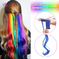 HUAYA-Extensions de Cheveux Synthétiques Longs et Lisses Colorés, Mèches sur Barrettes, Pinces, Fausses Épingles à Cheveux, Kanekalons 3