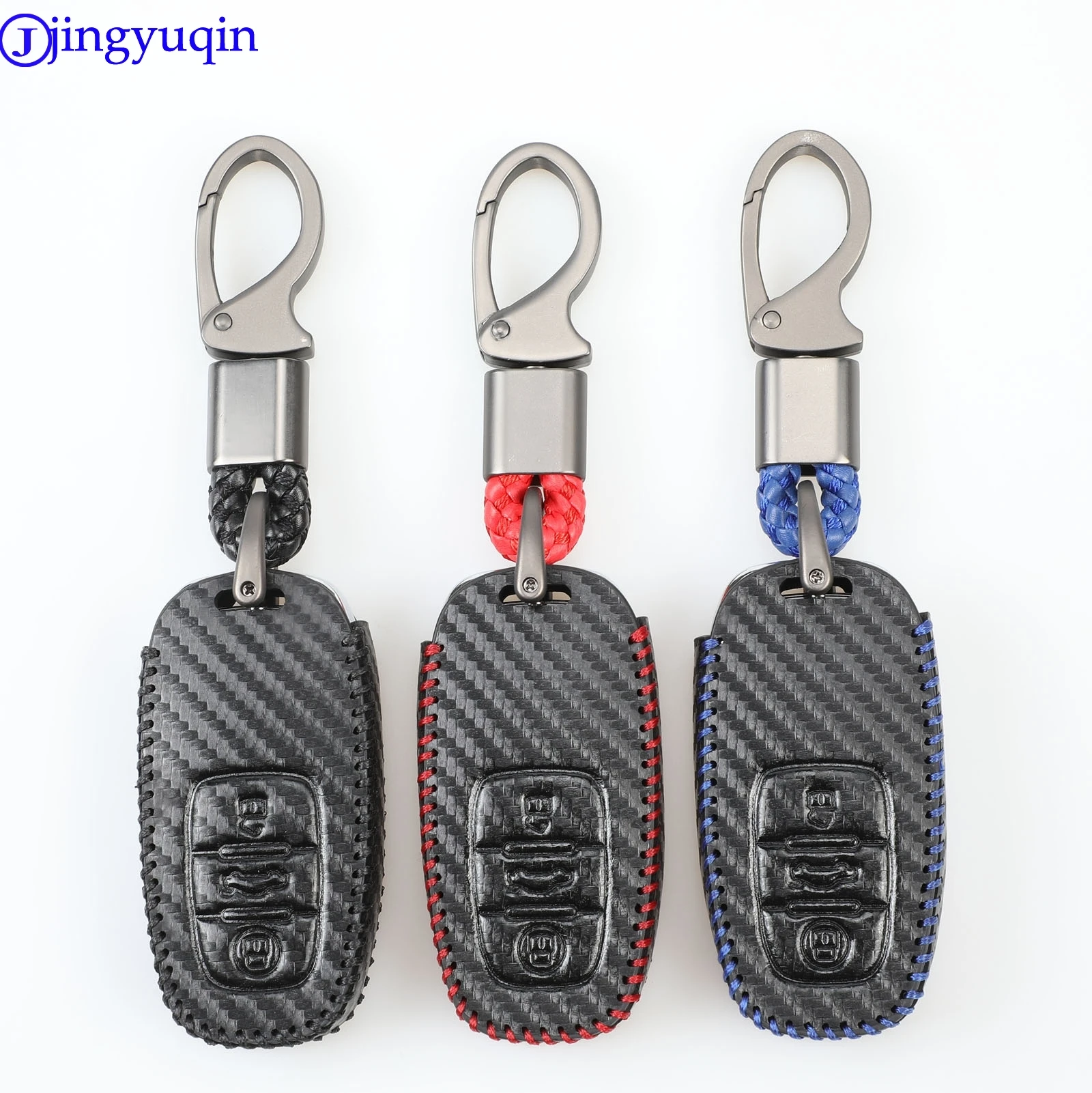 jingyuqin Leather Carbon 3B Car Key Case CoverFor Audi A1 A3 A4 A5 A6 A7 A8 Quattro Q3 Q5 Q7 2009 2010 2011 2012 2013 2014 2015 |