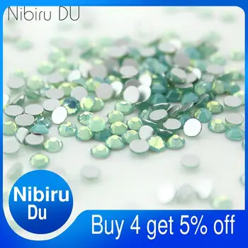 

Rhinestones SS3-SS12 Crystal Green Opal Decorations for 3d Nail Art, Flat Back Non Hotfix Glue on 3D Nail Art