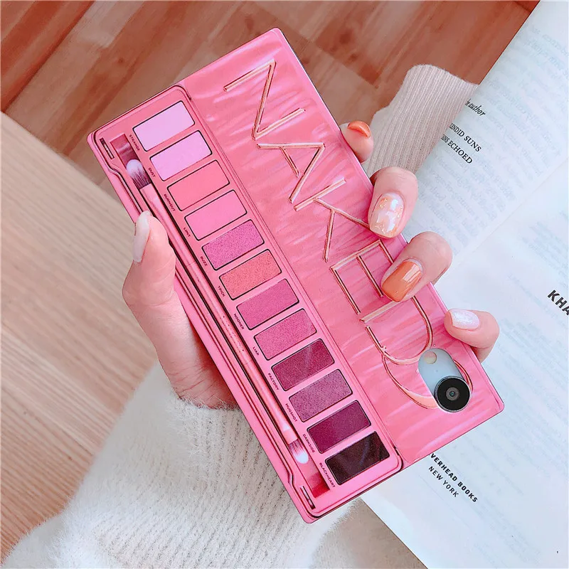 

For Iphone 6 6s 7 8 Plus Case for Iphone X XS Max XR Glossy Protective Silicone Case Eyeshadow Palette Square Phone Case