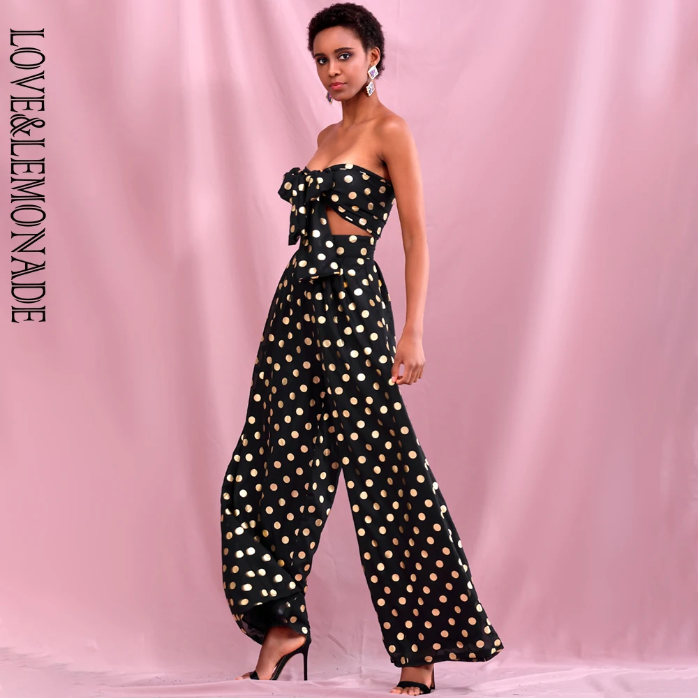 Женский комплект из двух предметов LOVE &amp LEMONADE шифоновый LM6473-3 в Золотой горошек с