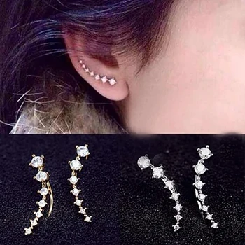 

New Fashion Ladies Crystal Snow Flake Earing Bijoux Splinter Stud Earrings For Women Wedding Jewelry Earrings Wholesale